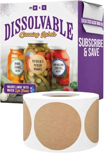 Miniatura 9 de Etiquetas de conservación solubles de MESS, 1.27 cm de diámetro, paquete de 200 – Adhesivos removibles de papel kraft para tarros de mermelada