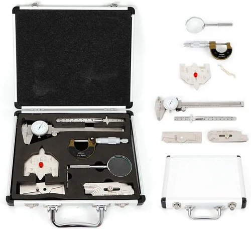 Miniatura 9 de Kit de inspección de herramientas de calibre de soldadura, calibre de profundidad de clip deslizante en pulgadas y métrica, medidor de soldadura