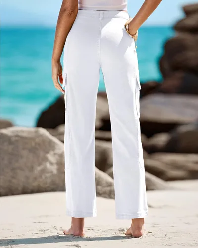 Miniatura 3 de GRAPENT Pantalones cargo para mujer, casuales, de cintura alta, holgados, elásticos, de pierna recta, traje occidental, pantalones Y2K con bolsillos