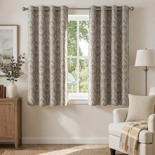 Miniatura 36 de jinchan Cortinas opacas de 72 pulgadas de largo, 2 paneles de medallón de damasco azul, cortinas de ventana para dormitorio, con ojales, aislamiento