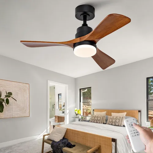 Miniatura 26 de Ventiladores de techo negros de 42 pulgadas con luces y control remoto, luz LED regulable, motor de CC silencioso reversible, función de memoria