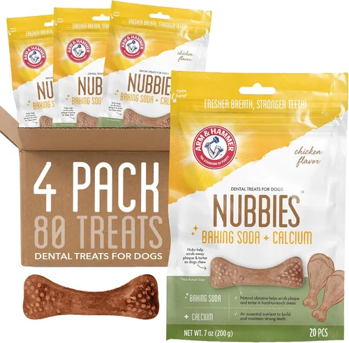 Miniatura 12 de Arm & Hammer for Pets Nubbies Golosinas Dentales Bicarbonato de sodio Calcio Nubbed Texture Scrubs Placa Tartar Sabor Pollo Refresca el Aliento
