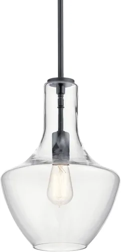Miniatura 5 de Kichler Everly Colgante de 1 Luz en Acabado Negro Rico, para Sala de Estar, Comedor y Cocina, 100 Vatios, (15.25" A x 10.5" Diá), 42141BK