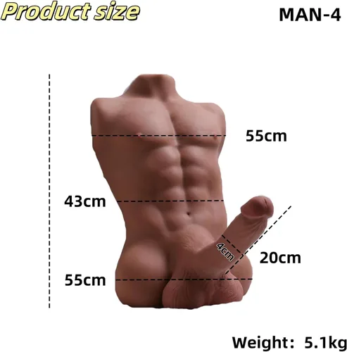 Miniatura 6 de Hombre musculoso con pene enorme de 8 pulgadas, muñeca sexual para mujeres, pene flexible, paso anal apretado, muñeca de torso muscular 3D marrón