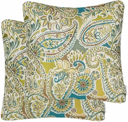 Miniatura 16 de Mika Home - Juego de 2 fundas de almohada oblongas rectangulares para sofá, sofá cama, silla, diseño de rayas paisley, 12 x 20 pulgadas, verde