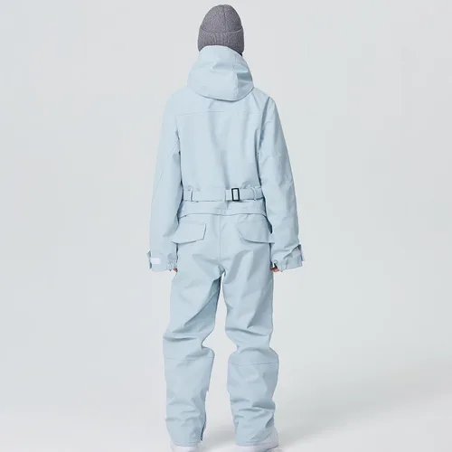 Miniatura 9 de ALSOGO Traje de esquí de una pieza para mujer, overol impermeable con aislamiento para nieve, con cinturón desmontable para deportes de nieve