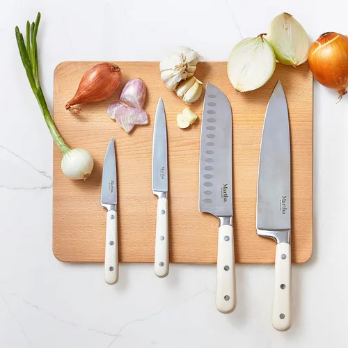 Miniatura 6 de MARTHA STEWART Eastwalk Juego de 14 cuchillos de cocina de acero inoxidable de alto carbono con mango forjado triple remachado ABS bloque de madera