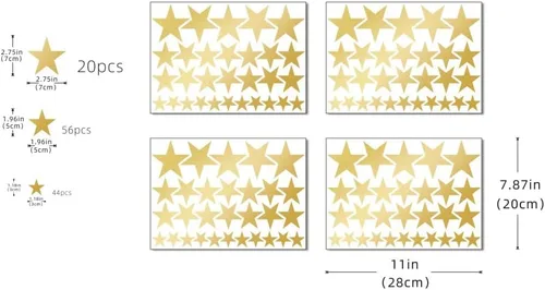 Miniatura 7 de Calcomanías de vinilo con diseño de estrellas para guardería, dormitorio, habitación de niños o niñas, sala de juegos, aula, sala de estar, dorado