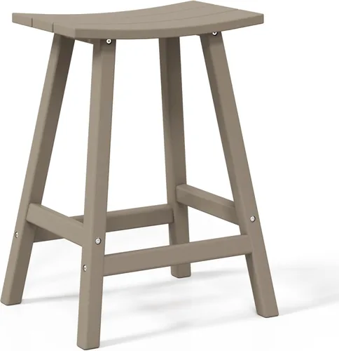 Miniatura 7 de WestinTrends Malibu - Juego de 2 taburetes de 24 alturas para exteriores/patio, madera envejecida Roble (Weathered Wood)
