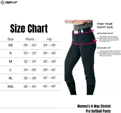 Miniatura 7 de RIP-IT Pantalones profesionales de softball elásticos de 4 vías, para mujer.