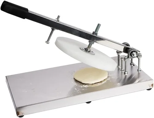Máquina de prensa de masa de pizza de 9.5 pulgadas, prensa de pizza doméstica de acero inoxidable con placa portátil para masas comerciales Chapati