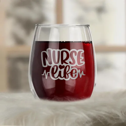Miniatura 6 de Bad Bananas Regalos para enfermeras para mujeres, copa de vino sin tallo de 21 onzas, tinta plateada metálica, regalos certificados para el día