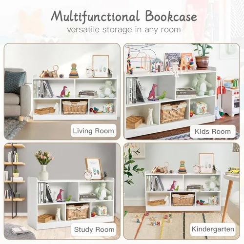 Miniatura 4 de Estante Montessori, organizador de almacenamiento de juguetes de madera para libros, juguetes, estantería de 2 estantes, gabinete de almacenamiento