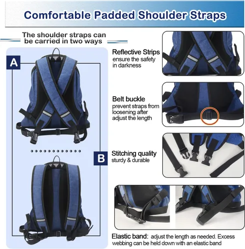 Miniatura 4 de Mochila transportadora para perros y mascotas, ajustable, transpirable, diseño extraíble, para cachorros, gatos, perros pequeños, gatos, bolsa