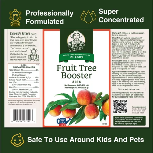 Miniatura 2 de Farmer's Secret Fertilizante potenciador de árboles frutales (8 onzas), súper concentrado y rico en fósforo, formulado para todos los árboles