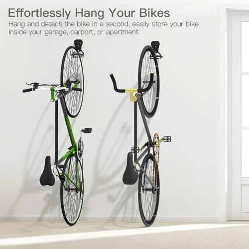 Miniatura 2 de Housolution Soporte de pared para bicicleta con gancho fijo, [2 unidades] Estante de almacenamiento de bicicletas resistente, soporte vertical