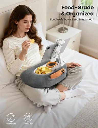 Miniatura 4 de Lamicall Soporte de almohada para tablet Kindle – [Brazo ajustable de 360°] [Suave y lavable] Soporte para iPad de regazo para iPad, accesorios