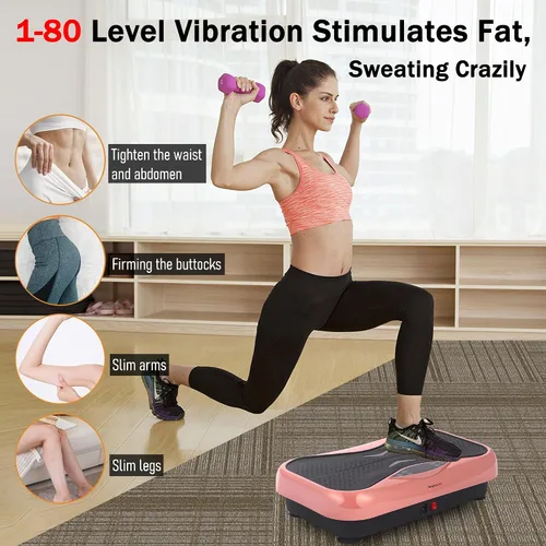 Miniatura 2 de Whole Body Vibration Plate Exercise Machine – Power Vibrating Plate for Lymphatic Drainage Weight Loss, Shake Plate Exercise Platform with Touch Rosa