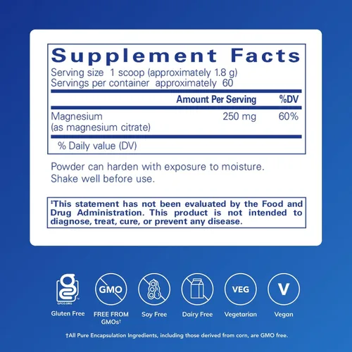 Miniatura 2 de Pure Encapsulations Magnesio (polvo) Apoya la función cardiovascular, la función muscular y la calma 3.7 onzas