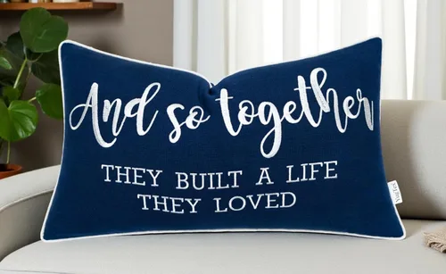 Miniatura 15 de Funda de Cojín Decorativo Romántico para Pareja, Sentimiento de Amor Bordado, Refranes Decorativos, Acento Lumbar - Decoración de Frases Acogedoras