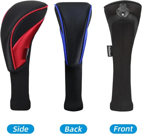 Miniatura 3 de Scott Edward Juego de 3 fundas para cabezas de palos de golf para Fairway Driver de madera híbrida, cuello largo de malla con etiquetas mixto