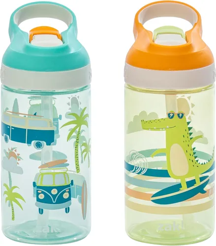 Miniatura 11 de Zak Designs Minecraft - Botella de agua para niños con popote y asa de transporte integrado, hecha de plástico, diseños de botellas de agua a prueba