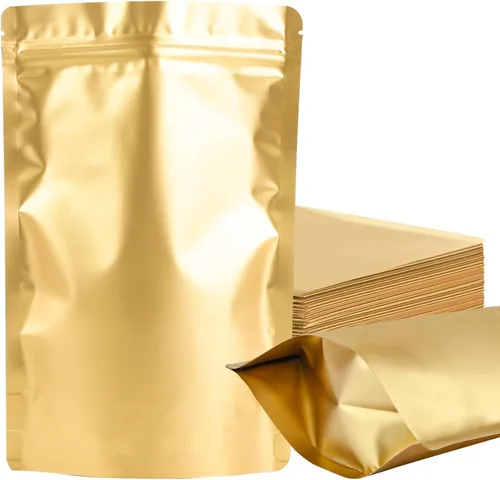 Miniatura 10 de 100 paquetes de bolsas de mylar a prueba de olores resellables, bolsas de pie negras con sello de aluminio para embalaje, 3.9×5.9 pulgadas
