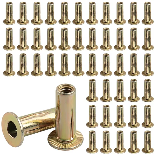 Kit de 50 Piezas de Tuercas Remachadoras de Agarre Múltiple, Tuercas de Remache m6 de Acero al Carbono con Vástago Pre-Abombado Chapado en Zinc de