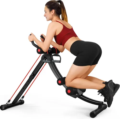 Ab Workout Equipment, Ab Machine for Women, Adjustable Core Abdominal Exercise Fitness Equipment, Foldable Waist Trainer Ab Crunch Home Gym Systems