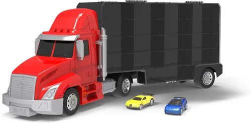 Driven by Battat Camión transportador de juguetes grande para niños con 2 autos de tracción - Camión de transporte de juguetes y vehículo de juego