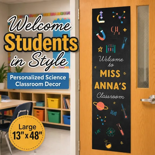 Miniatura 2 de Andaz Press - Letrero de bienvenida vertical de 13 x 47 pulgadas para el aula, letrero de bienvenida para profesores, aula, letrero de puerta