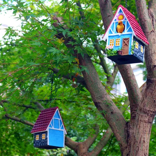 Miniatura 2 de Casa para pájaros de jardín para exteriores, colgar al aire libre, campestre, lindas casas de pájaros para pinzones de Wren, colibrí, árbol