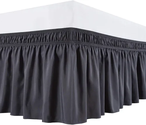 Miniatura 6 de Elegant Decor Falda de cama 100% algodón egipcio, falda de cama de lujo de 9 pulgadas, 650 hilos, volantes elásticos ajustables y resistentes a