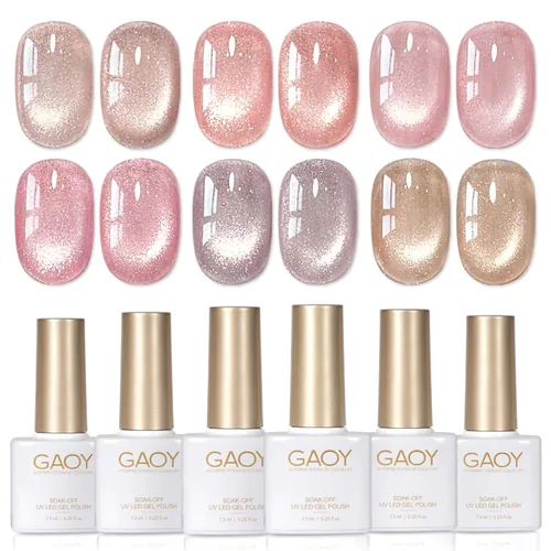 Miniatura 16 de GAOY Juego de esmaltes de uñas de gel con purpurina de ojo de gato con imán y galaxia colorida para ojos de gato holográficos, manicura de gel
