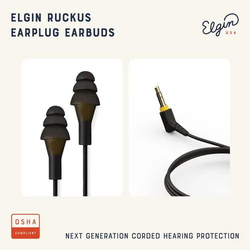 Miniatura 2 de Elgin Ruckus Auriculares con tapón para los oídos, con certificación ANSI de reducción de ruido de 25 dB, clasificación IP65 para resistencia al
