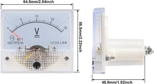 Miniatura 3 de uxcell Medidor de voltaje del panel analógico DC 0-20V 85C1 2,5% margen de error blanco