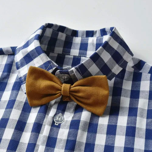 Miniatura 4 de Moyikiss Studio Conjunto de traje con tirantes y corbatín, para niño y bebé