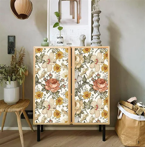 Miniatura 2 de Blooming Wall Papel pintado multicolor de peonía y margaritas para despegar y pegar autoadhesivo extraíble mural de pared decoración de pared