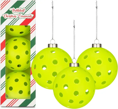 Miniatura 8 de Adorno de pickleball - Adorno navideño de tamaño real para árbol, regalo divertido para amantes del pickleball, decoración navideña deportiva, 1