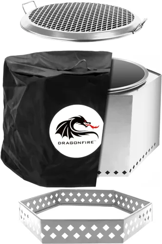 Miniatura 13 de Dragonfire Chimenea portátil sin humo, accesorios incluidos: parrilla, soporte base, estuche de transporte. Pozo de fuego al aire libre de pellets