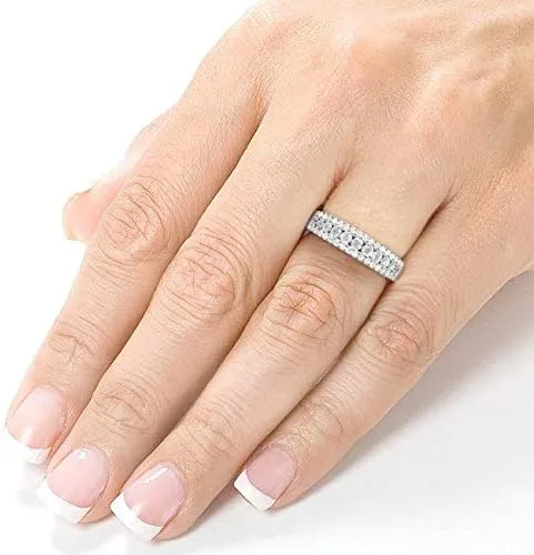 Miniatura 7 de Kobelli Alianza de boda de diamante de 12 quilates (quilates) en oro blanco de 14 quilates