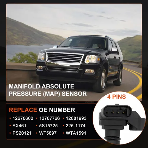 Miniatura 5 de Sensor de presión absoluta (MAP) del colector 12670600 para Chevy GMC Silverado Malibu Equinox Cruze, Sierra 2500 3500, Cascada Encore, reemplaza