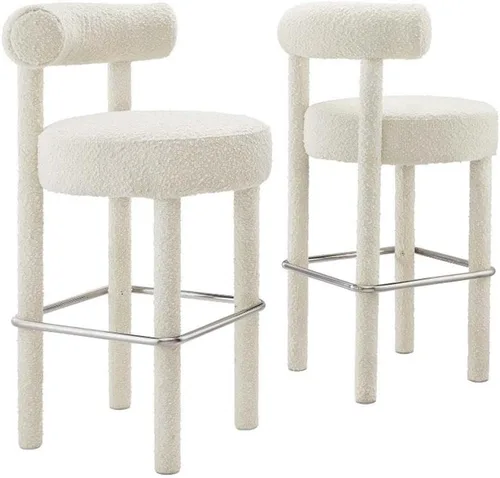 Miniatura 29 de Modway EEI-6705-IVO Toulouse Boucle - Juego de 2 sillas de comedor de tela, color marfil