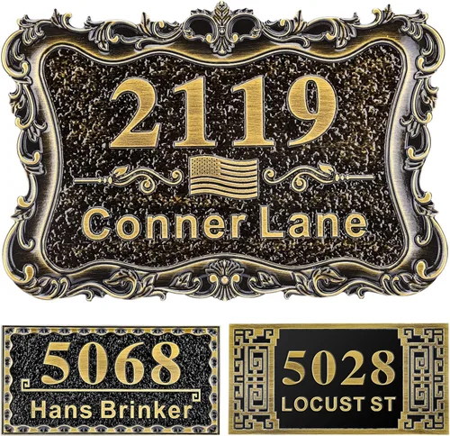Miniatura 48 de Letrero de dirección personalizado, placa de dirección de número de casa, placa de dirección personalizada, metal o latón antiguo acrílico