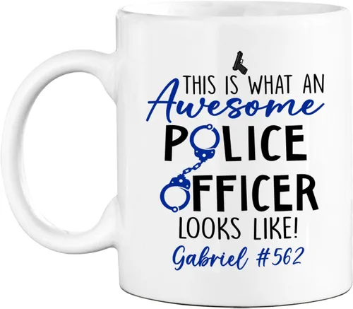 Miniatura 8 de Taza de café personalizada con nombre de oficial de policía en progreso, con nombre de oficial de policía estudiantil, taza de cerámica blanca