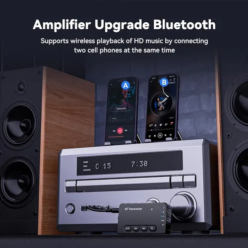Miniatura 8 de Receptor transmisor Bluetooth aptX adaptativo/baja latencia/HD Bluetooth adaptador 5.2 compatible con 2 teléfonos AirPods, receptor de audio