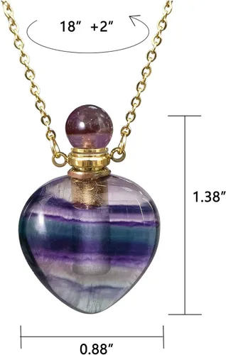 Miniatura 19 de Perfume Bottle Necklace Heart Shape, Amethyst Necklace Healing Crystal for Women, Essential Oil Diffuser Bottle Necklace Jewelry for Liquid