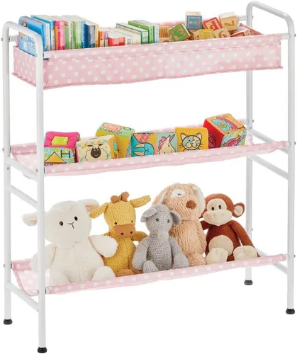Miniatura 5 de mDesign Marco de metal de 3 niveles, carrito organizador vertical de almacenamiento de juguetes para dormitorio de niños/niños, sala de juguetes