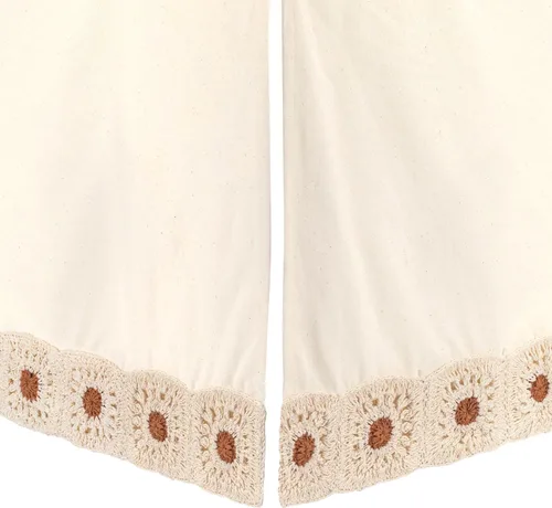 Crane Baby Falda de cuna de ganchillo, falda de cama color crema para cunas, acento festoneado bohemio neutro para bebés niños y niñas, falda de