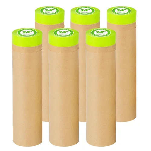 Miniatura 10 de Tangibay Papel de enmascarar precintado para pintar, papel de pintor de 24 pulgadas x 50 pies con cinta para pintura de casa y automóvil, protección